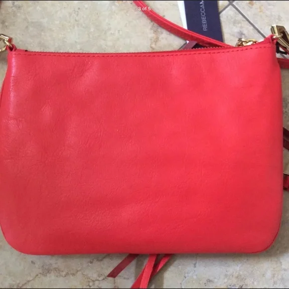 NWT Rebecca Minkoff Crossbody Clutch 3 Three Zip Rocker Hot Red & Dust Bag New